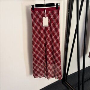 New MaxMara plaid print retro midi skirt